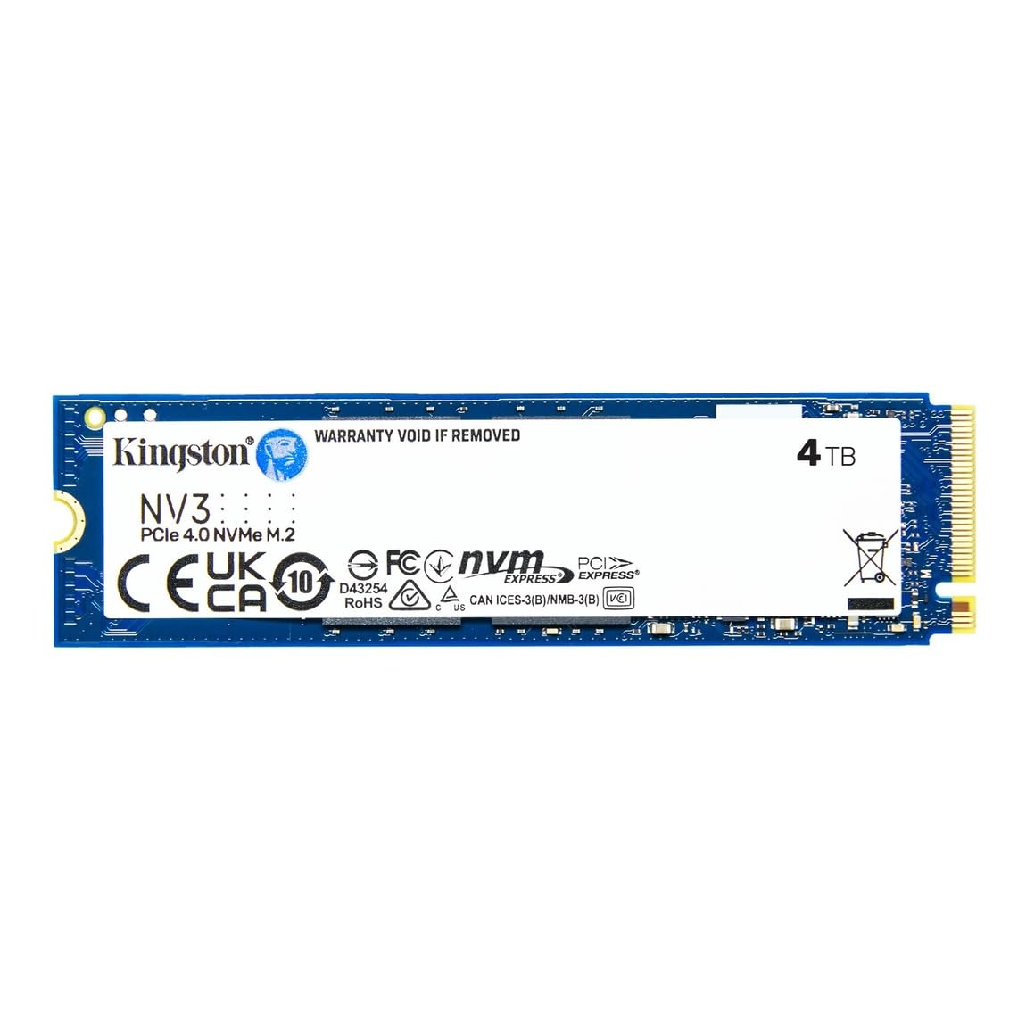 Kingston NV3 NVMe PCIe 4.0 Internal SSD 4TB M.2 2280-SNV3S/4000G