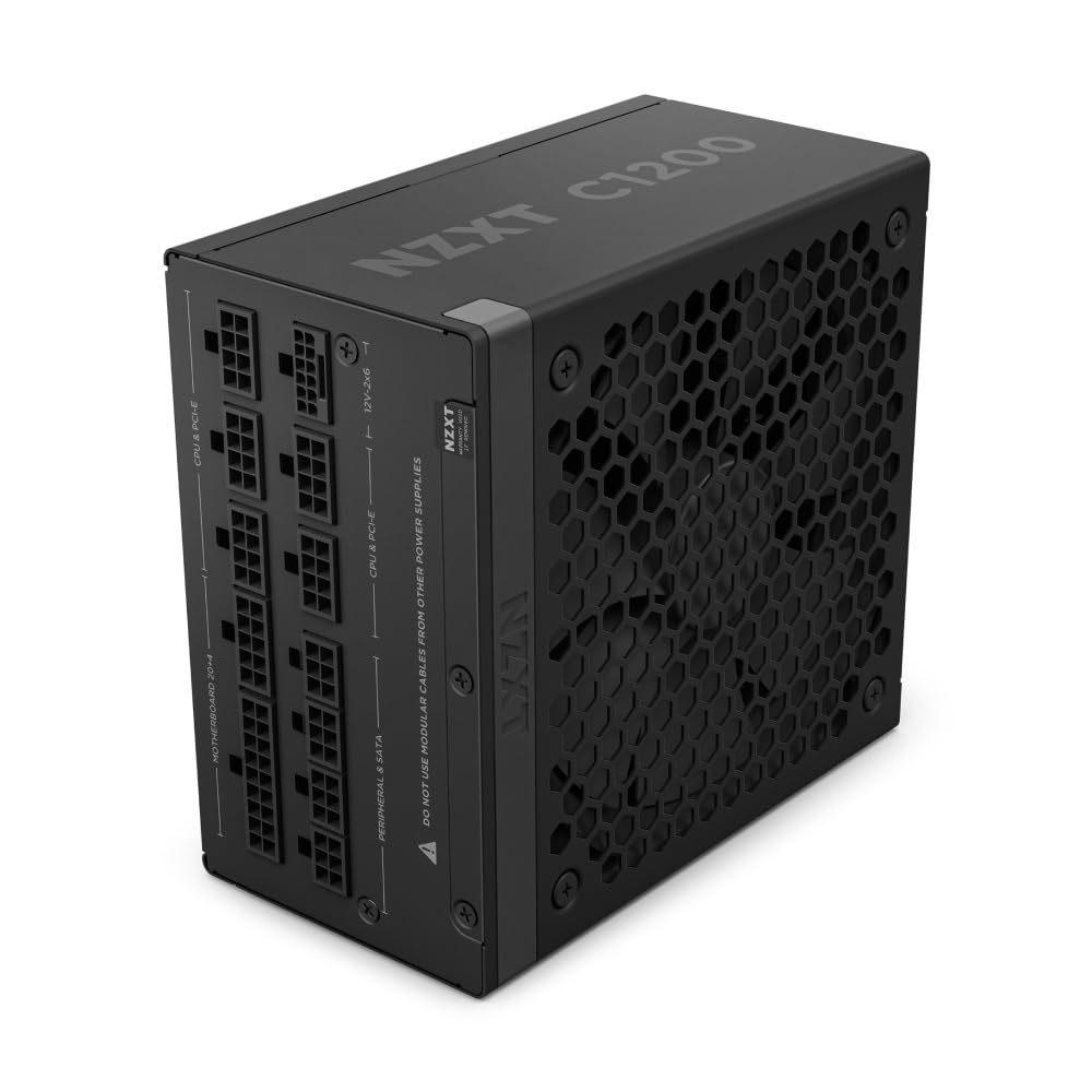 NZXT C1200 Gold ATX 3.1 - Fully Modular Low-Noise PC Gaming Power Supply - 1200 Watts - 80 PLUS Gold - 12V-2x6 Connector - Zero Fan Mode - 100% Japanese Capacitors - Black