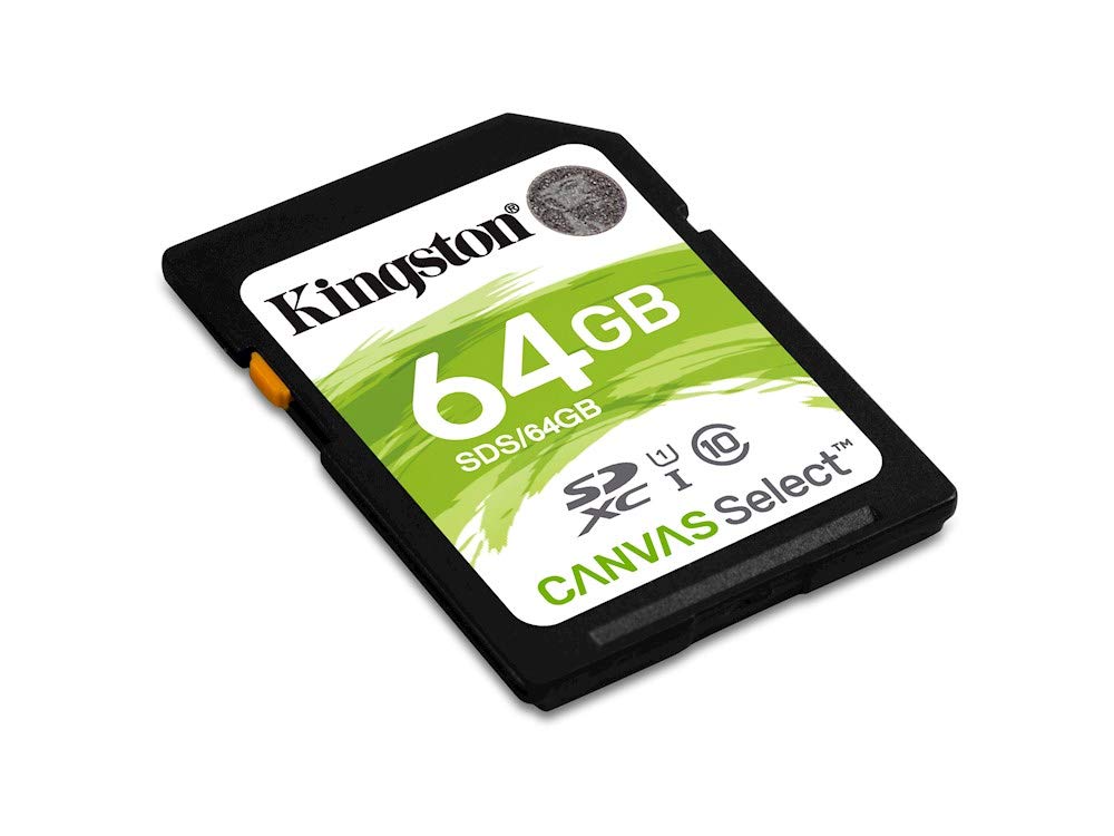 Kingston SDS/64GB SDS 64 GB Canvas Select Class10 UHS-I Flash Memory Card, Black