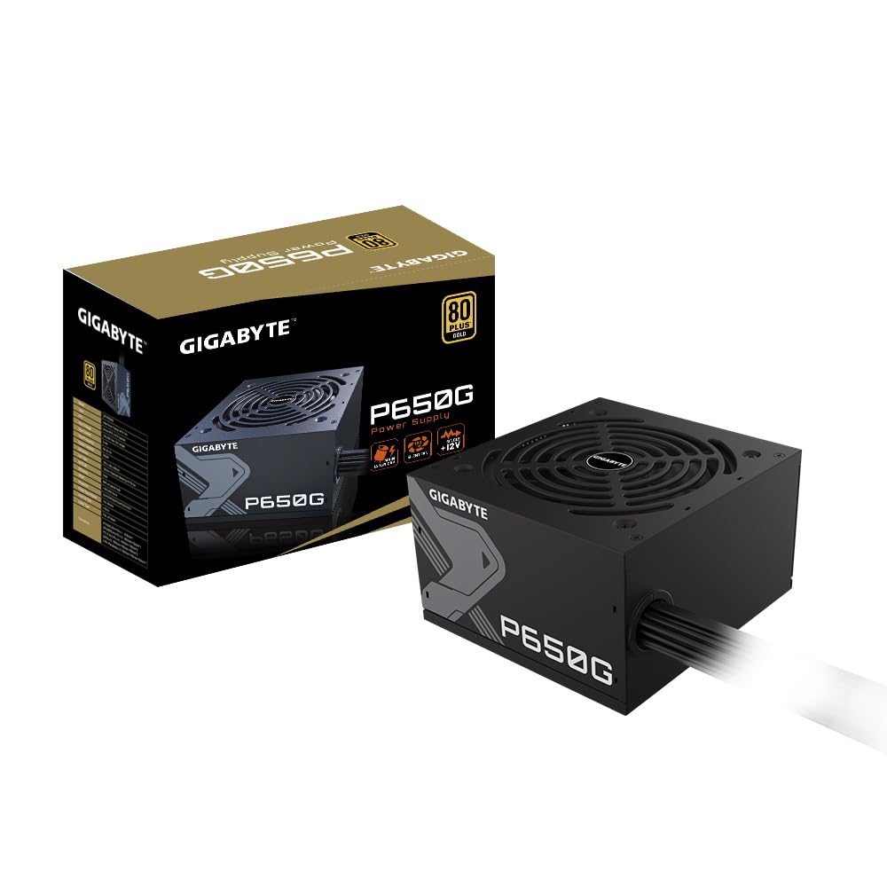 Gigabyte P650G 80 Plus Gold Non Modular 750w Power Supply Unit, Flat Cables, 5 Year Warranty