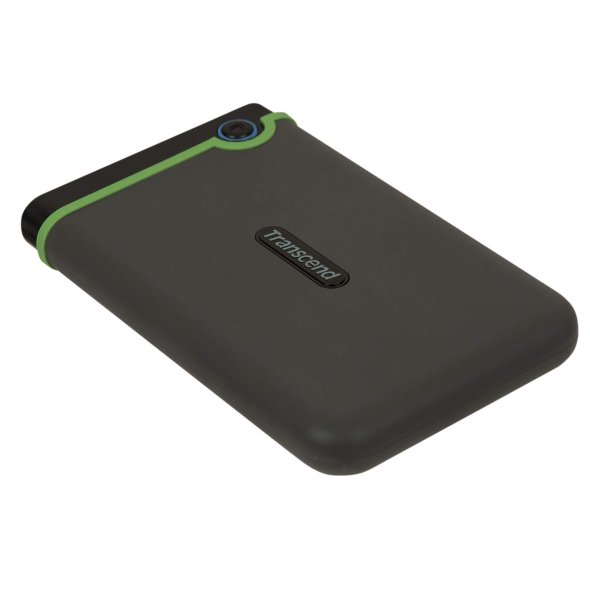 Transcend 2TB StoreJet 25M3 USB 3.1 Portable Hard Drive Rugged, Anti-Shock Resistant, Compact and Lightweight with Lightning-Fast Speeds and a One Touch Backup Button Iron Grey -TS2TSJ25M3