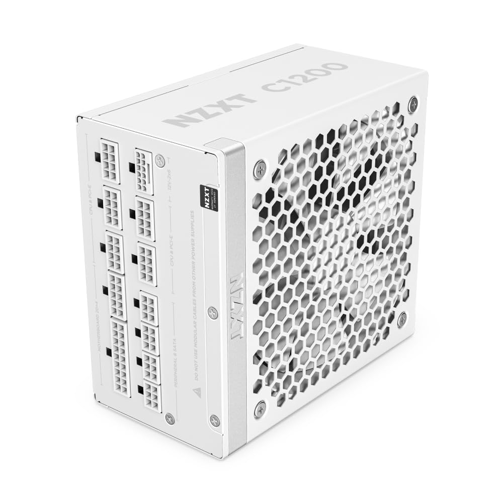 NZXT C1200 Gold ATX 3.1 - Fully Modular Low-Noise PC Gaming Power Supply - 1200 Watts - 80 PLUS Gold - 12V-2x6 Connector - Zero Fan Mode - 100% Japanese Capacitors - White