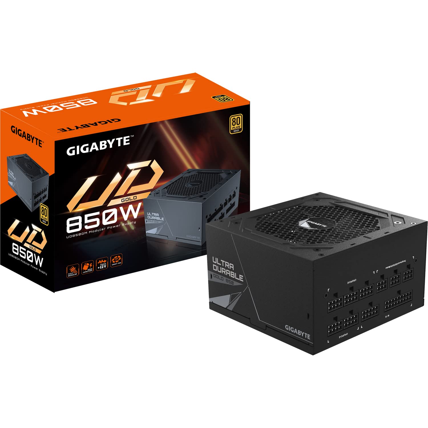 GIGABYTE UD850GM Power Supply Unit - 850W, 80 PLUS Gold Certified, Fully Modular, Japanese Capacitors, UK plug