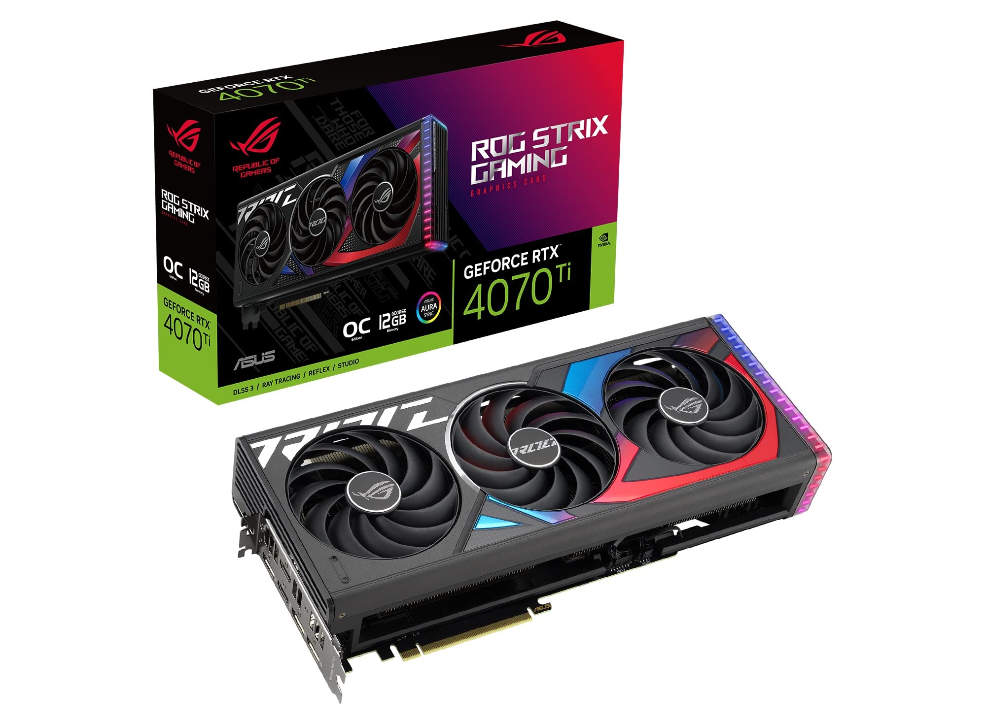 ASUS ROG Strix GeForce RTX 4070 Ti OC Edition Gaming Graphics Card (PCIe 4.0, 12GB GDDR6X, HDMI 2.1a, DisplayPort 1.4a)