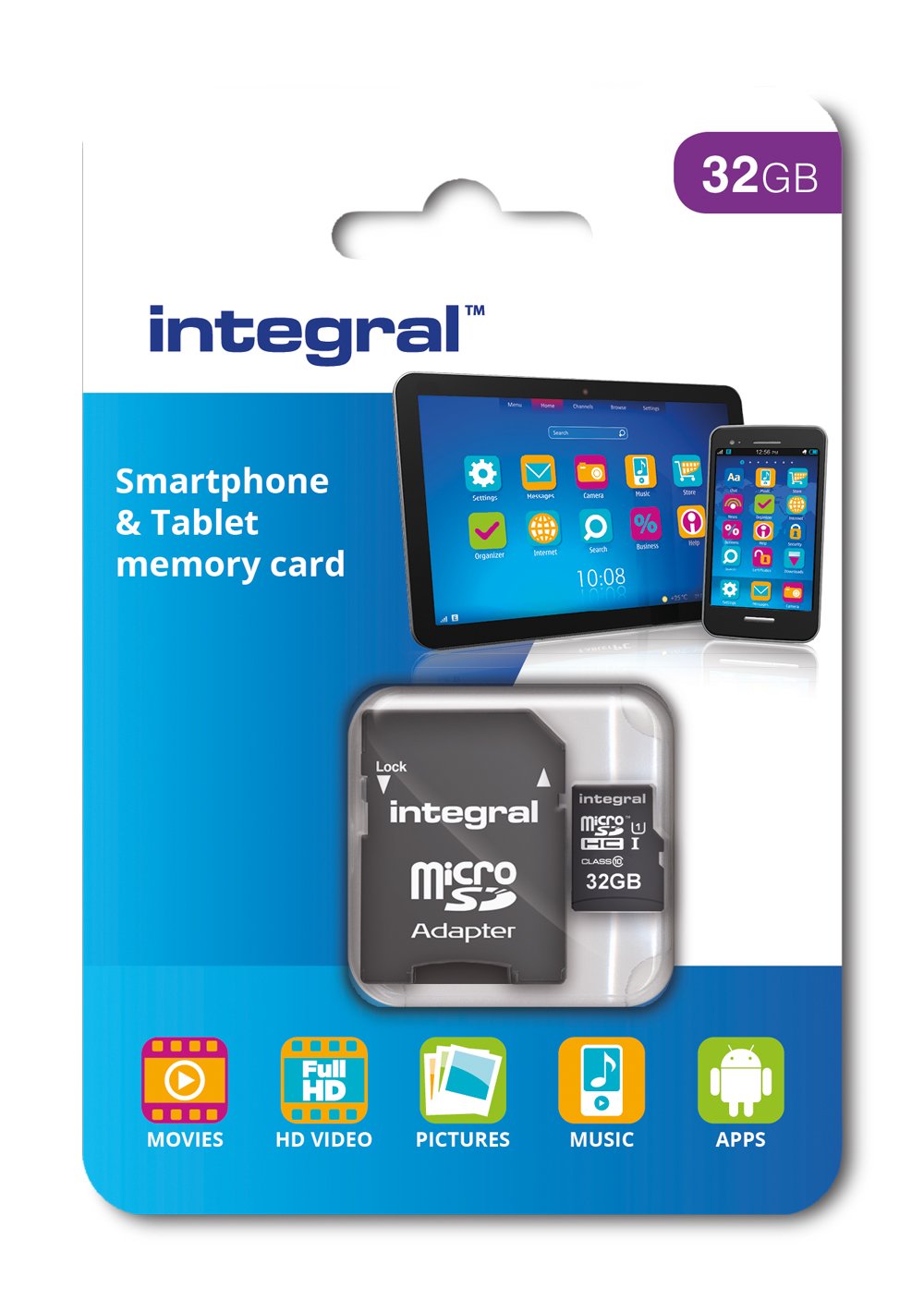 Integral 32 GB microSDHC Class 10 Memory Card for Smartphones and Tablets, Up to 90 MB/s, U1 Rating