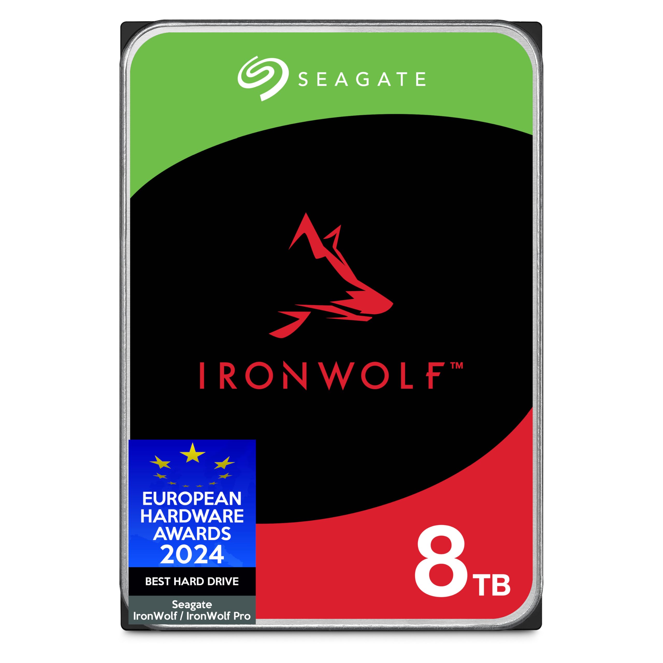 Seagate IronWolf 8TB, Internal NAS HDD, CMR, 3.5 Inch, SATA, 6GB/s, 5.400 RPM, 256MB Cache, Data Rescue Services, (ST8000VNZ02)