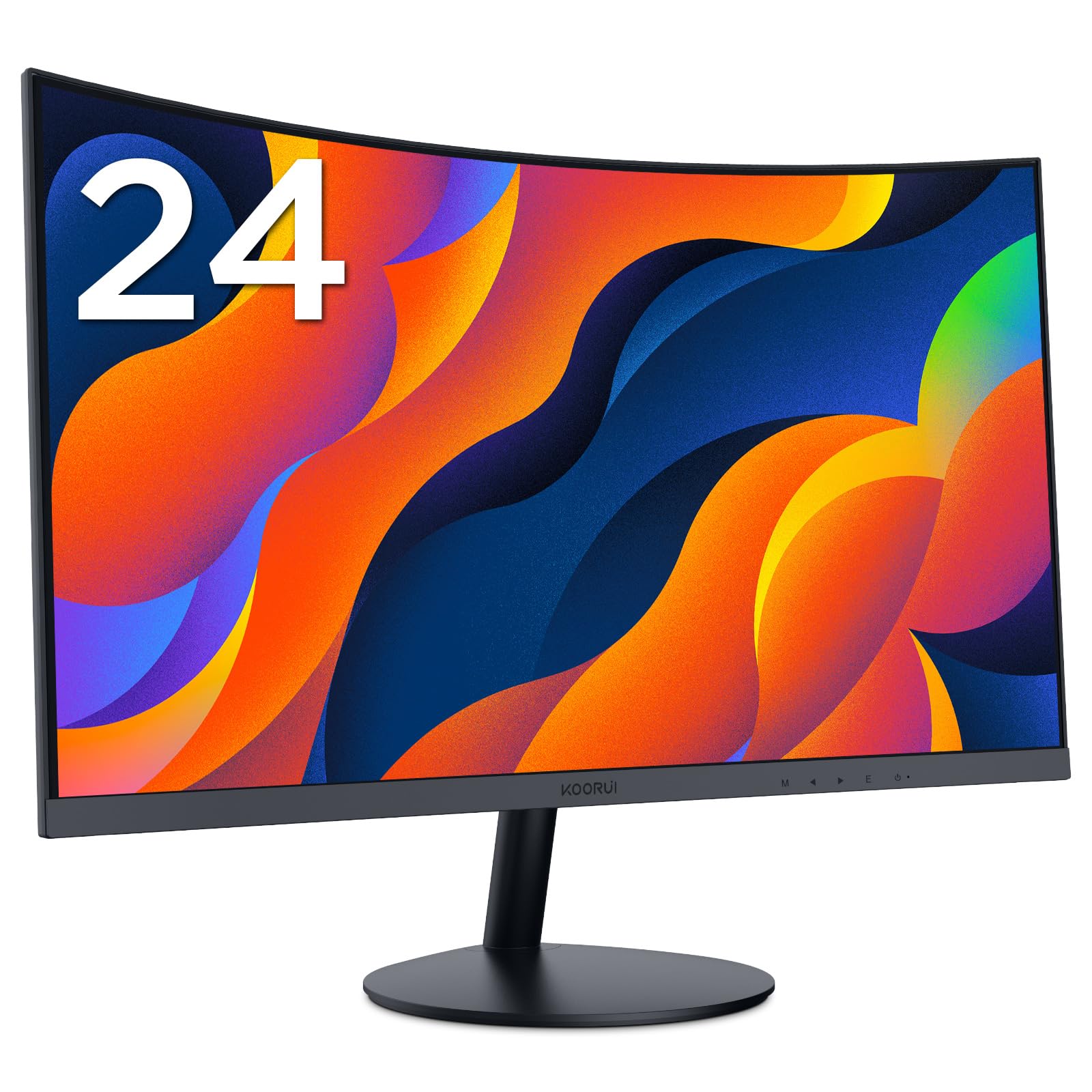 KOORUI 24-Inch Curved Computer Monitor, Full HD 1080P 75Hz Gaming Monitor 1500R LED HDMI VGA, Tilt Adjustment, Eye Care, Black 24N5CA