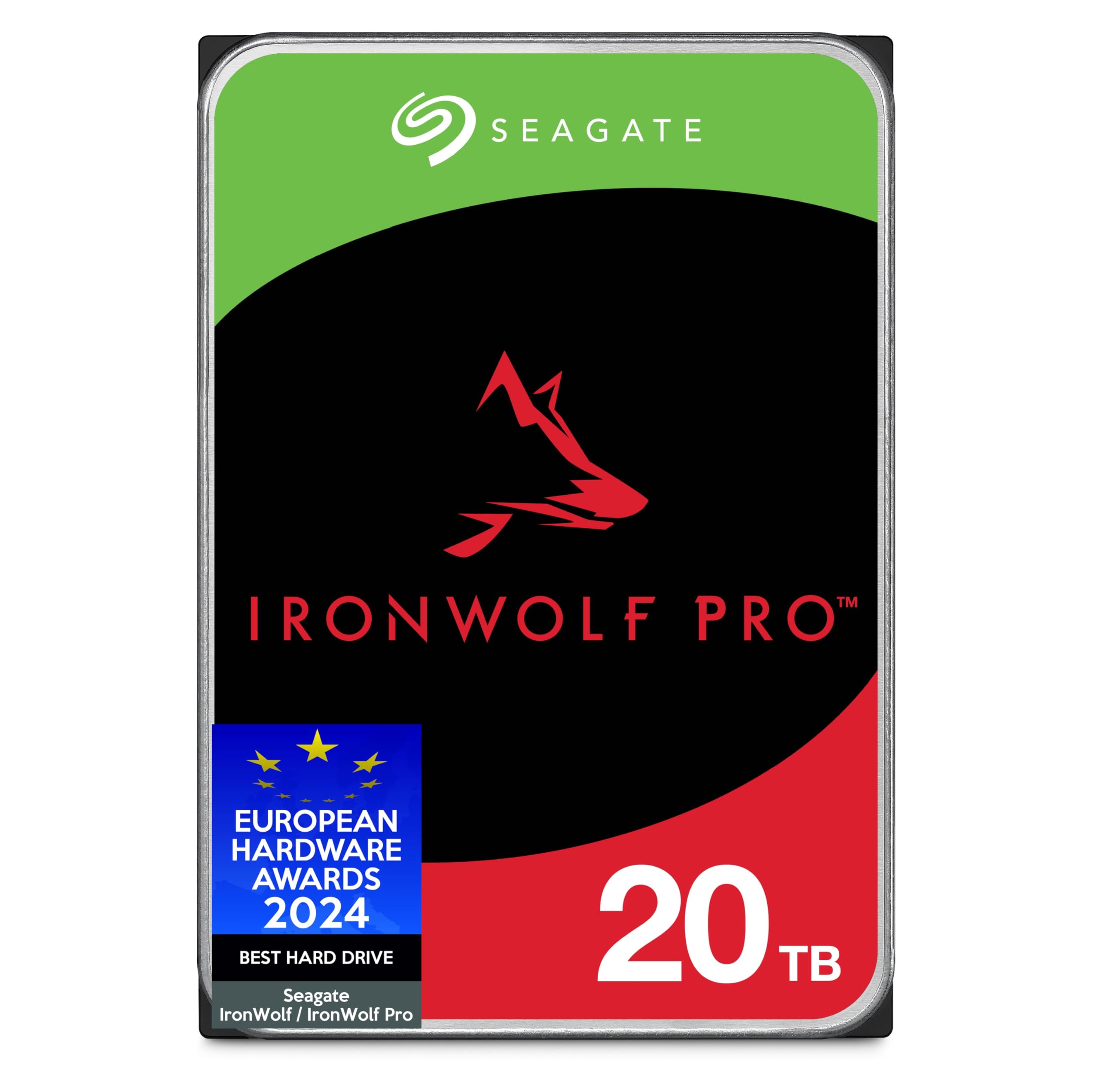 Seagate IronWolf Pro 20TB, Enterprise Internal NAS HDD, CMR 3.5 Inch, SATA 6GB/s, 7.200 RPM, 256MB Cache for RAID NAS, Rescue Services - Frustration Free Packaging (ST20000NTZ01)