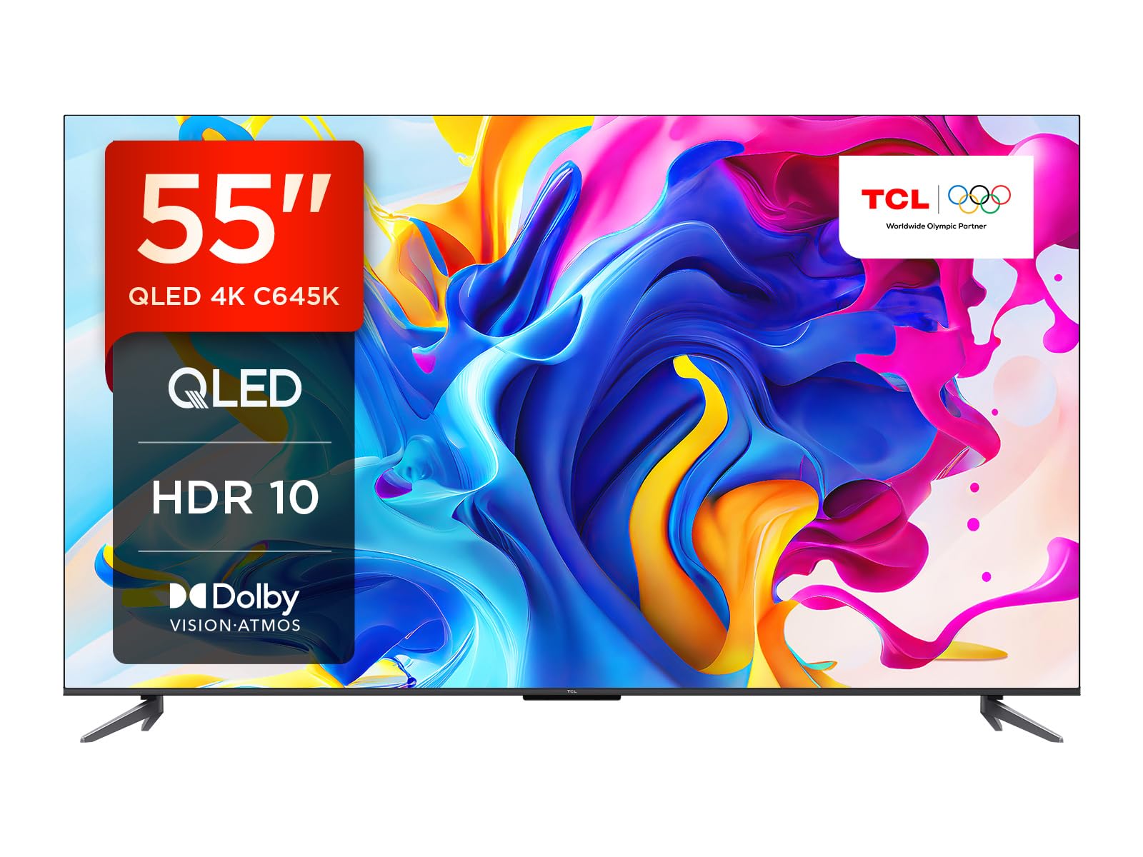 55C645K 55-inch QLED Television, 4K Ultra HD, Android Smart TV (Game master, Dolby Atmos, Freeview Play, Motion clarity, Hands-Free Voice Control, compatible with Google assistant & Alexa)