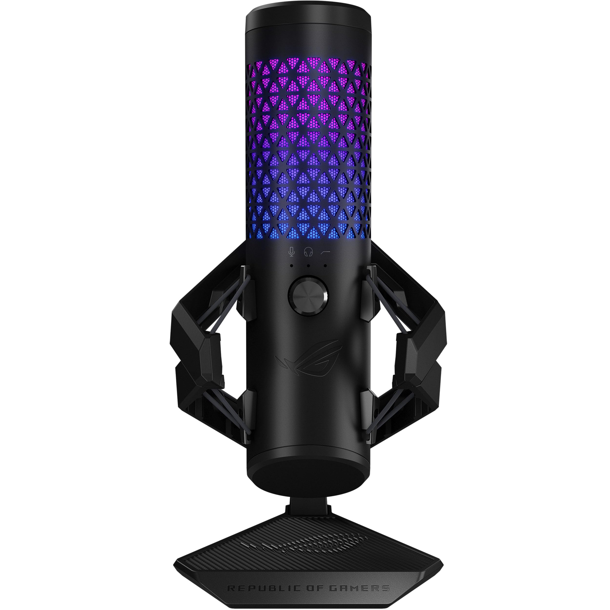 ASUS ROG Carnyx USB Gaming Microphone (25mm condenser capsule, 192kHz/24-bit, cardioid, high-pass filter, built-in pop filter, metal shock mount, one-touch mute, USB, Aura Sync RGB)- Black
