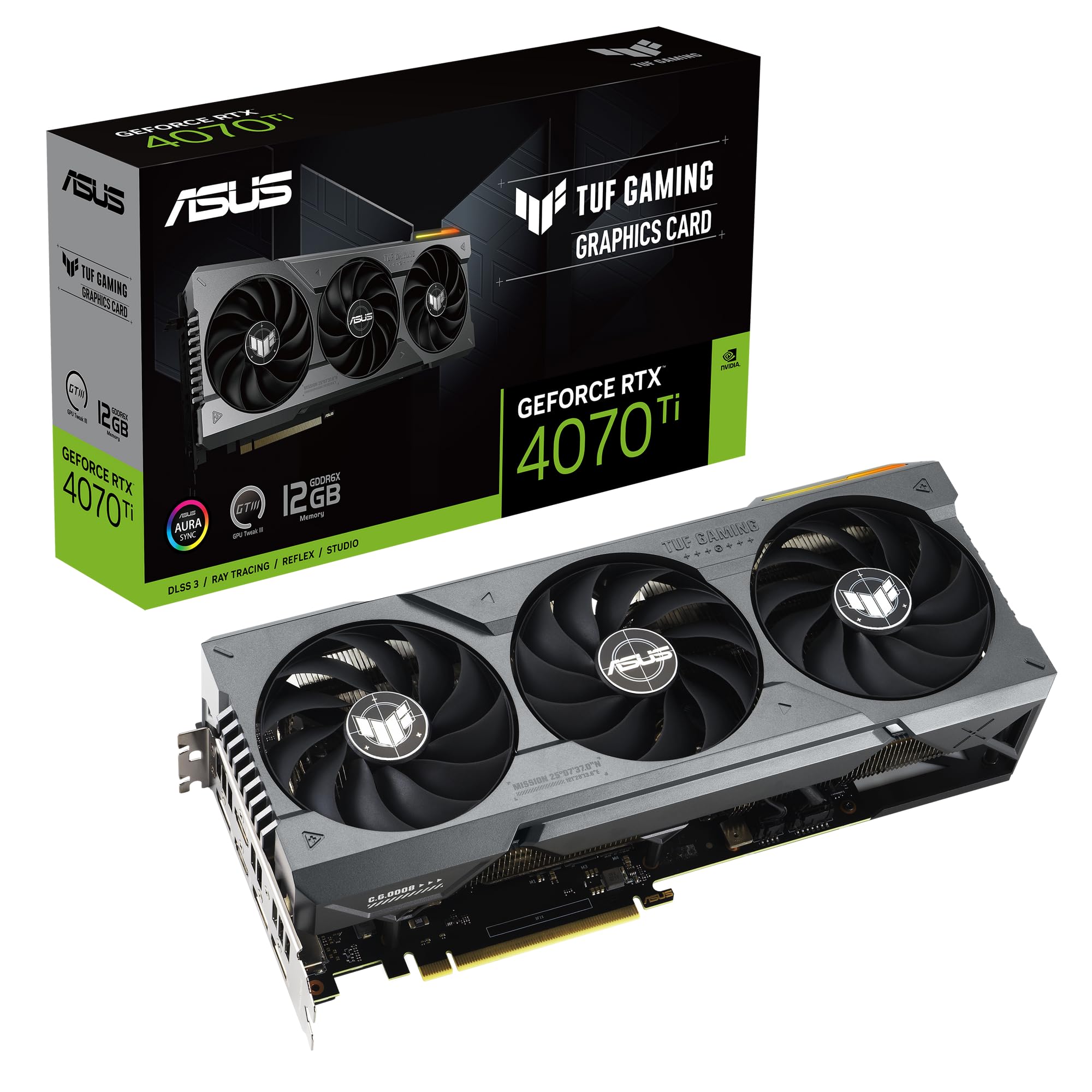 ASUS TUF Gaming GeForce RTX 4070 Ti Gaming Graphics Card (PCIe 4.0, 12GB GDDR6X, HDMI 2.1a, DisplayPort 1.4a)