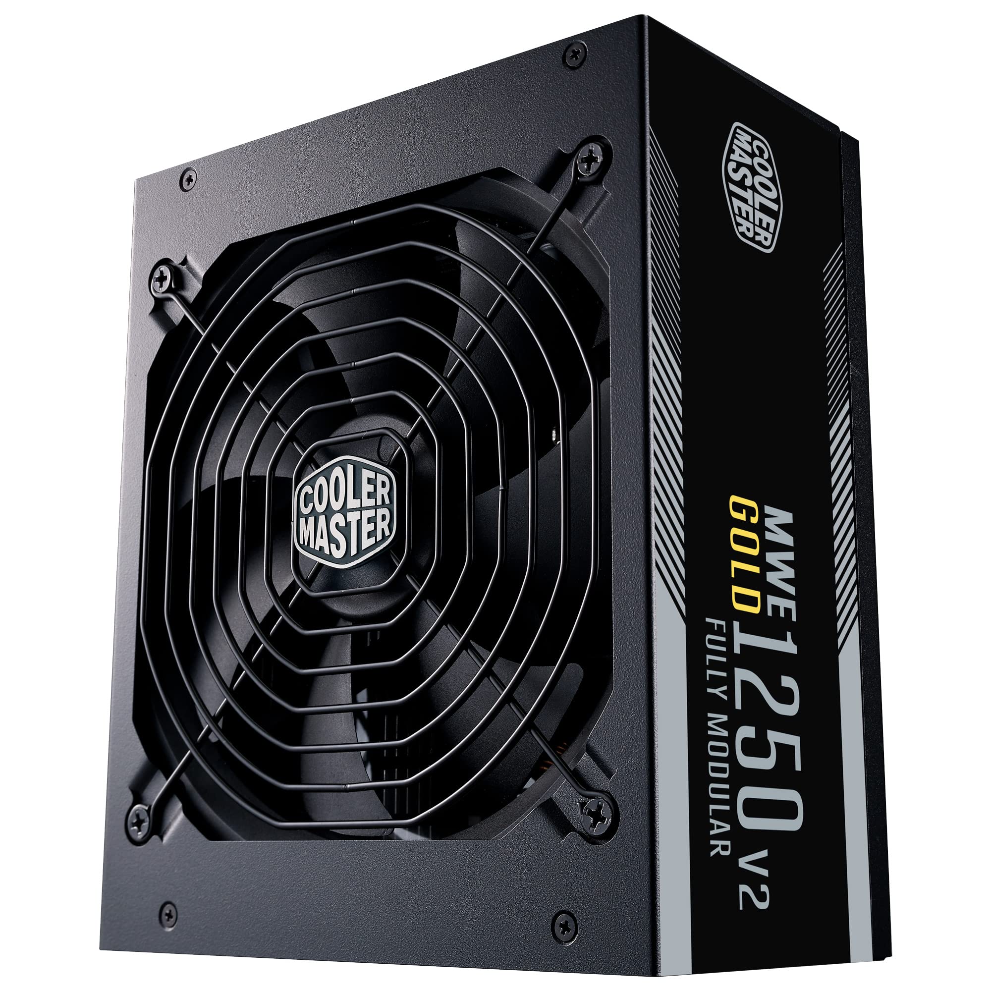 Cooler Master MWE Gold 1250 V2 ATX 3.0 Fully Modular PSU (UK Plug) - ATX 3.0 Support, 80 PLUS Gold 1250W Power Supply, Flat Black Cabling, 140mm FDB Fan, High-Temperature Threshold, 10 Year Warranty