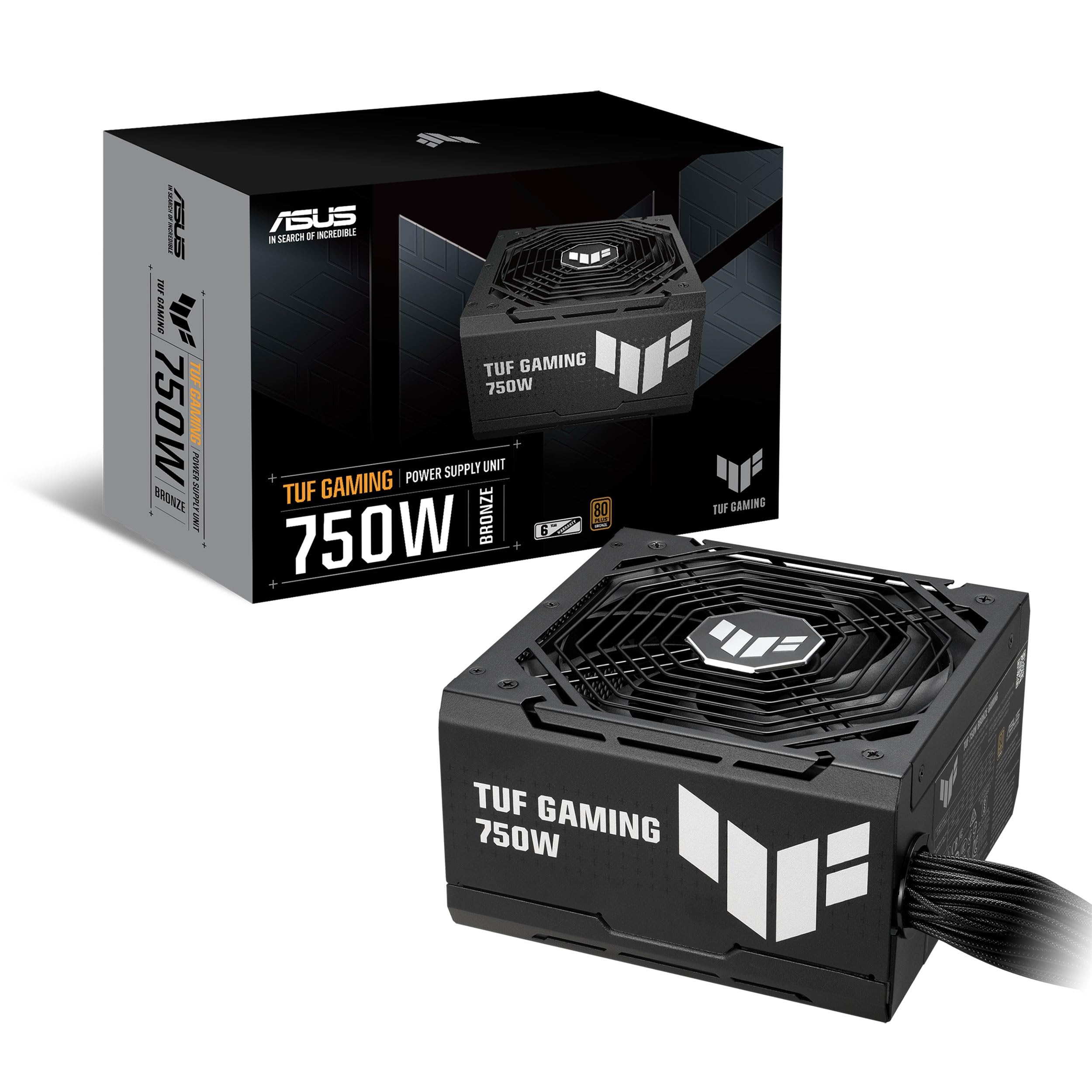 ASUS TUF Gaming 750W Bronze PSU (Power Supply, 80 PLUS Bronze, Military-grade Certification, Dual ball Fan Bearings, Protective PCB Coating, Axial-tech Fan Design, 0dB, 6-year warranty)